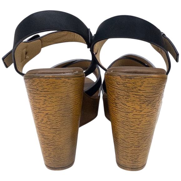 Pierre Dumas High Heel Platform Wedge Strappy Sandals Women's 6  Black Silver - Picture 6 of 8